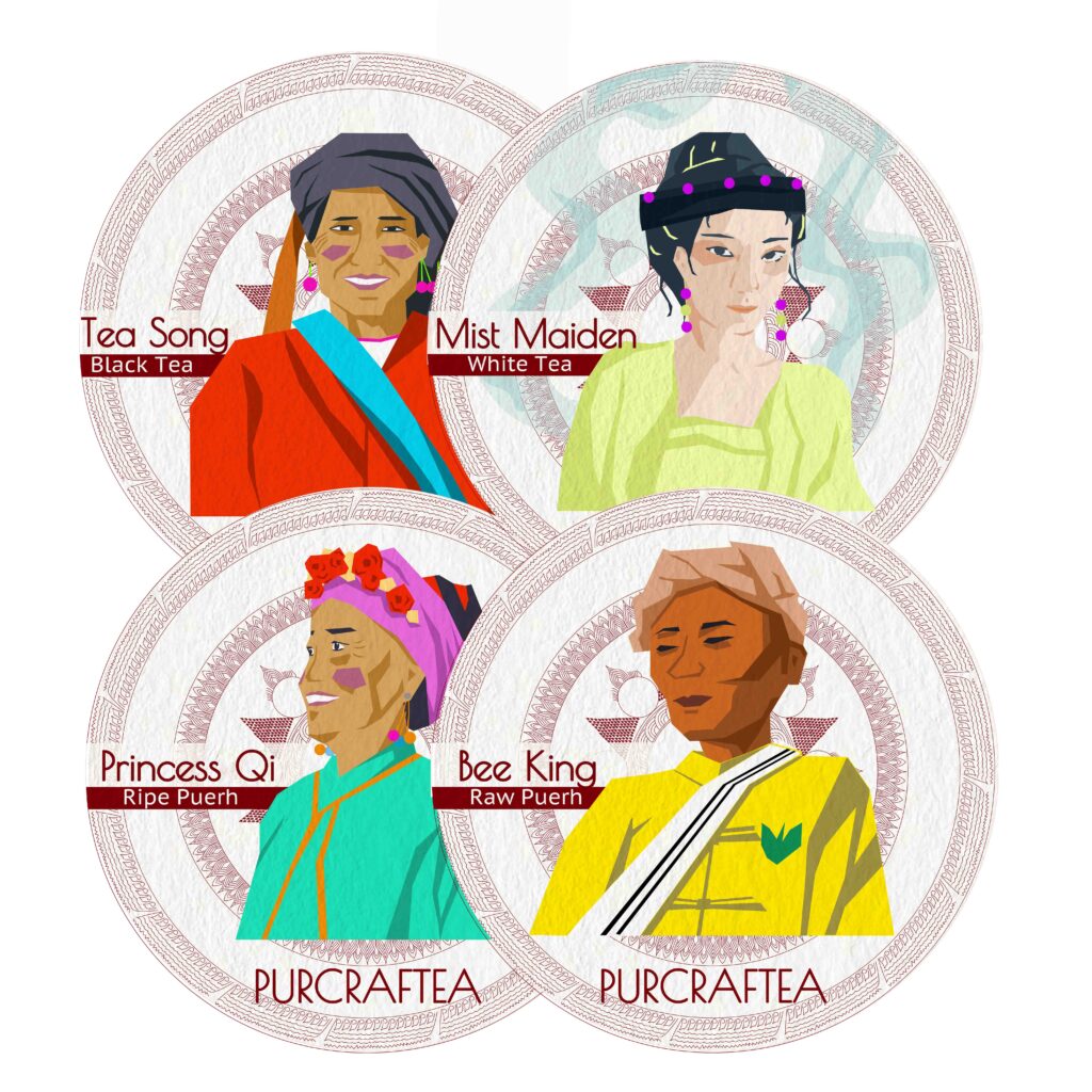 Purcraftea Tea Samplers Set Box Black Tea White Tea Raw Puerh Ripe Puerh Sheng Shu