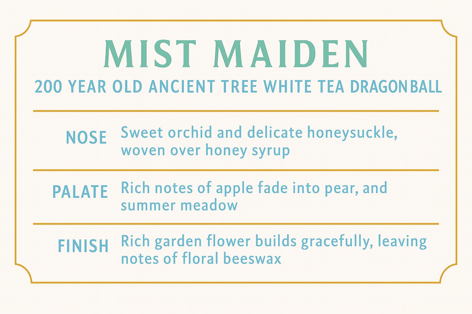 Mist Maiden Ancient Tree White Tea Flavor Card Profile