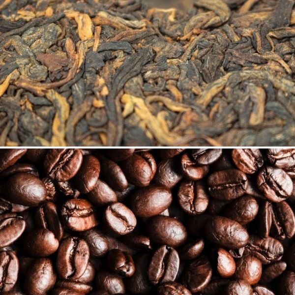 puer tea and coffee (Princess Qi ripe puerh)