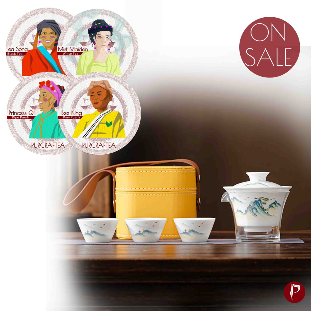 Gaiwan Tea Sample Gift Set Bundle with Gaiwan Travel Tea Set